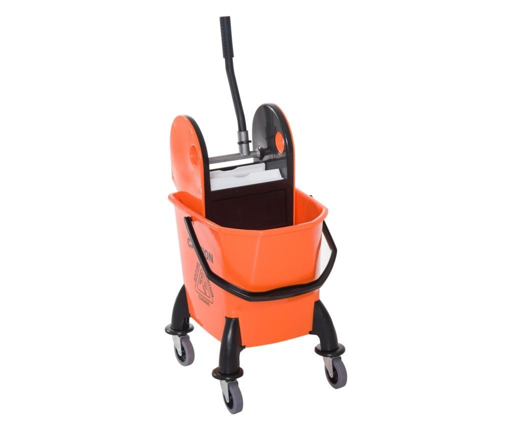 Cărucior de Curățenie Profesional cu Capacitate de 26L și Stoarce Mop Detașabil cu Roți 44 × 36 × 90 cm Portocaliu