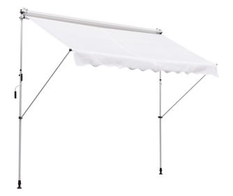 Outsunny Copertina de Perete cu Stalpi de Sprijin Alba  300x150cm
