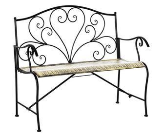 Outsunny Banca de Gradina din Fier Stil Vintage 2 Locuri Negru