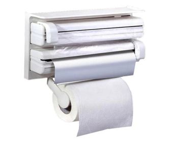 Dispenser de bucatarie triplu,hartie,folie aluminiu,folie stretch Deasupra dispenser-ului se pot pastra borcane de diferite dime