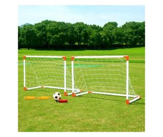 Set 2 porti de fotbal , cu o minge si o pompa de umflat, pentru exterior, + 3 ani , ATS