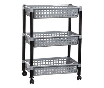 Raft plastic pentru depozitare cu roti, gri, 30x40x56 cm