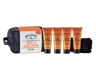 Комплект за път SCOTTISH FINE SOAPS Трън и Пипер, 4 продукта и кърпа, за мъже