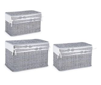 Set od 3 sive košare od ratana Elegantly 66 cm x 41 cm x 43 h