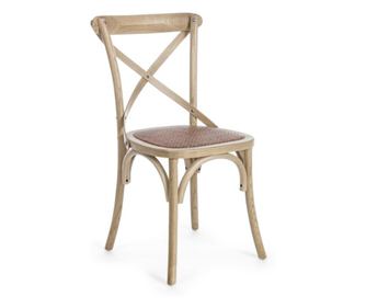 Stol iz naravnega lesa s sedežem iz rjavega ratana Cross 50,5 cm x 52 cm x 87 hx 46 h1