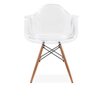 Scaun cu brate design shell,transparent,polipropilena,picioare lemn