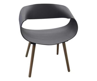 Scaun design rufus gri,polipropilena,picioare lemn