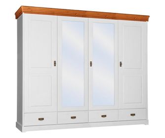 Dulap Florence, Lemn Masiv, 253x62x218cm, Alb-Natur