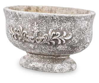 Ghiveci piatra, pe picior, gri antichizat, 15,5 x 25 cm