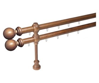 galerie lemn 28 mm BERGAMO SUPER cu canal, dubla, stejar, 300 cm, 25 cm consola perfecta pentru radiatoare si scurtare individua