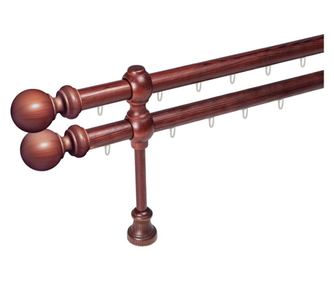 galerie lemn 28 mm BERGAMO SUPER cu canal, dubla, mahon, 200 cm, 25 cm consola perfecta pentru radiatoare si scurtare individual