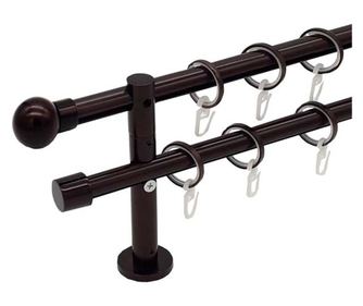 galerie metal 16 mm  GRECIA  dubla, ciocolata, 300 cm, capete OLIMP