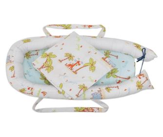 Baby Nest Somnart: Cosulet bebelusi + Salteluta 42x84x2 cm + Paturica 70x70 cm model Jungle