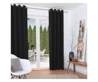 Set doua perdele Beautissu Amelie BU, Blackout, agatare cu inele, Negru