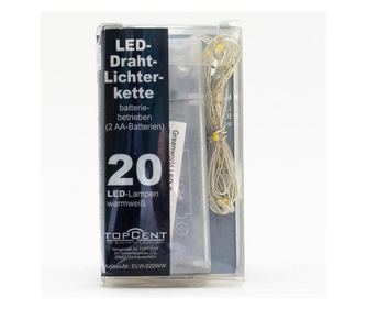 Sarma luminoasa de Craciun TopCent, 20 LED lumini , pe baterii, 115 cm
