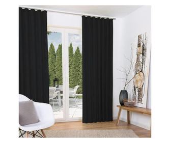 Set doua perdele Beautissu Amelie ТU, termo, agatare cu carlige, Negru