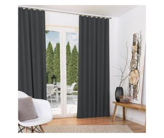 Set doua perdele Beautissu Amelie BU, Blackout, agatare cu carlige, Antracit