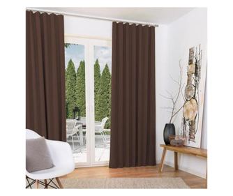 Set doua perdele Beautissu Amelie BU, Blackout, agatare cu carlige, Maro