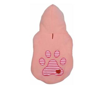 Haina cu gluga Pufo pentru caini, model Pinky footprint, 35 cm, XL