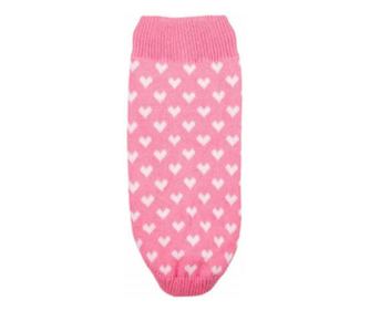 Pulover tricotat Pufo pentru caini, model Hearty pink, M