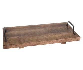 Mangófa tálca fém fogantyúkkal