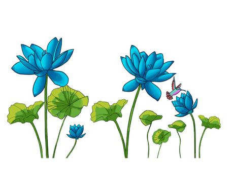Sticker decorativ, Flori albastre, 150 cm, 396STK
