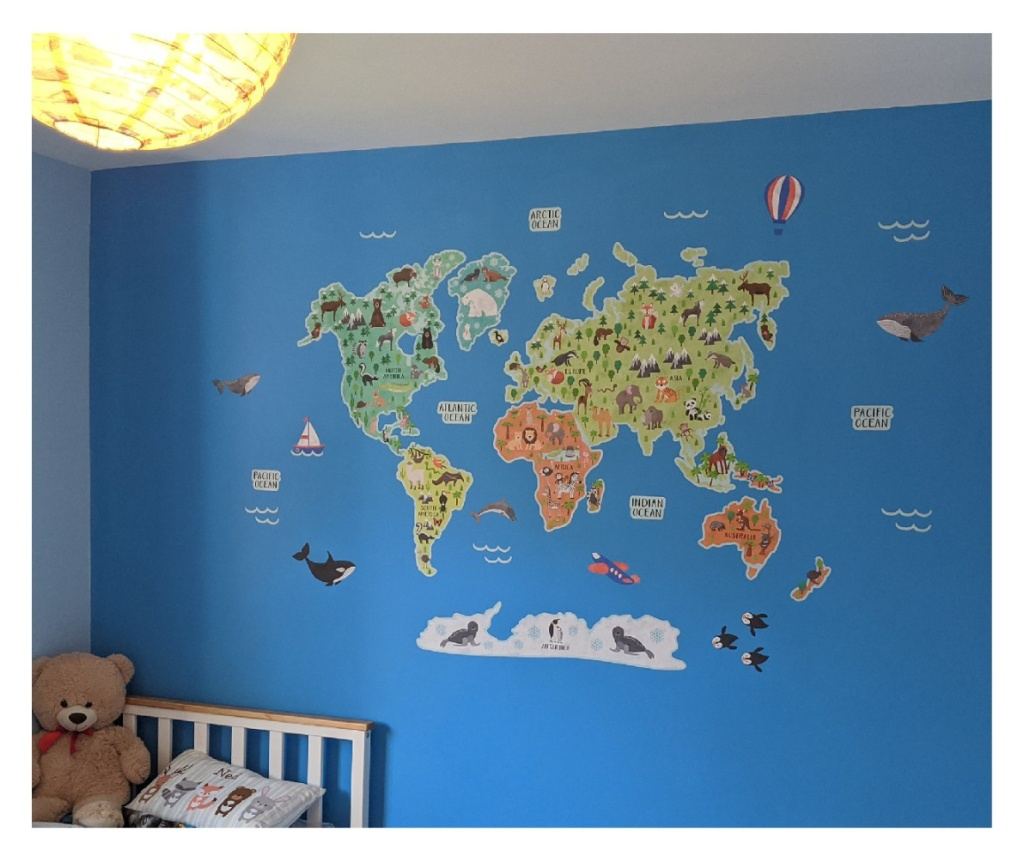 Sticker decorativ, Harta lumii a animalelor, 140 cm, 750STK - 6