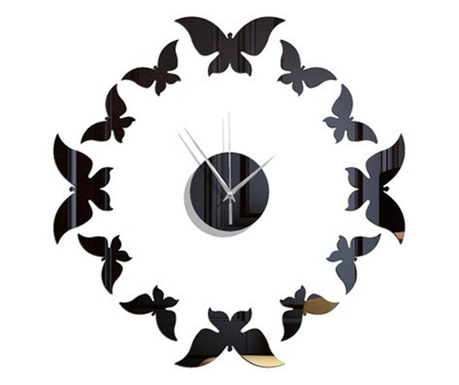Ceas decorativ de perete, Fluturi, Oglinda acrilica, 40 cm,  MC-035