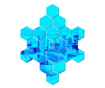Set 12 stickere auto-adezive, 5 Continents, hexagonal, oglinda decorativa, 3D, Albastru, 126x110x63mm 5 Continents Home, 126x110