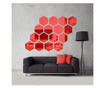 Set 12 stickere auto-adezive, 5 Continents, hexagonal, oglinda decorativa, 3D, Rosu, 126x110x63mm 5 Continents Home