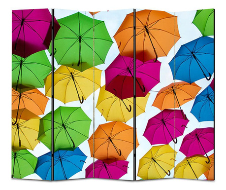 Paravan 5 piese, Umbrele Colorate, 5 Panouri de 35x150, 175 x 150 cm