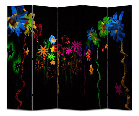 Paravan 5 piese, Flori Luminate , 5 Panouri de 35x150, 175 x 150 cm