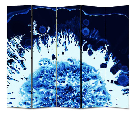 Paravan 5 piese, Fantezie Albastru, 5 Panouri de 35x150, 175 x 150 cm