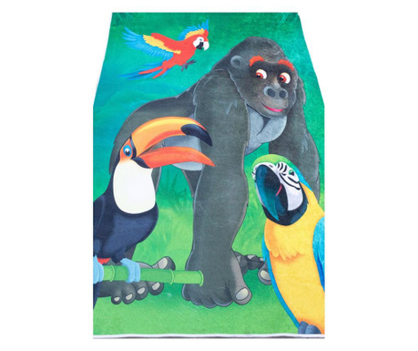 Детски килим Brill Gorilla, 100x150 см, дебелина 2,5 мм, печатен тип, полиестер, миещ се, лъскав външен вид, неплъзгащ се, 1000g