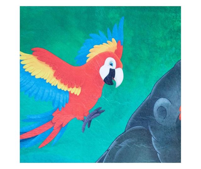 Детски килим Brill Gorilla, 100x150 см, дебелина 2,5 мм, печатен тип, полиестер, миещ се, лъскав външен вид, неплъзгащ се, 1000g