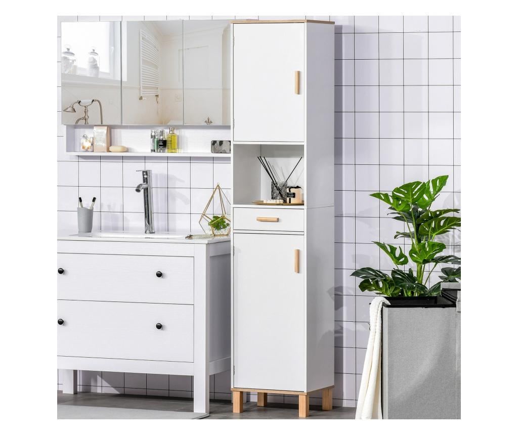 kleankin Dulap Coloana Space Saver din Lemn pentru Baie Alb - 2