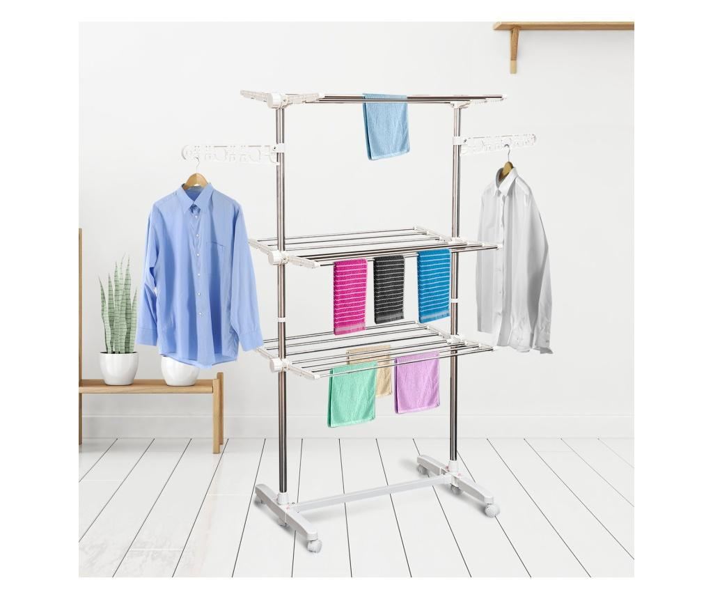 HomCom Prémium 3 szintes, állítható szárítórács - Deluxe rozsdamentes acél ruhaszárító, 81x28x10 cm - 2