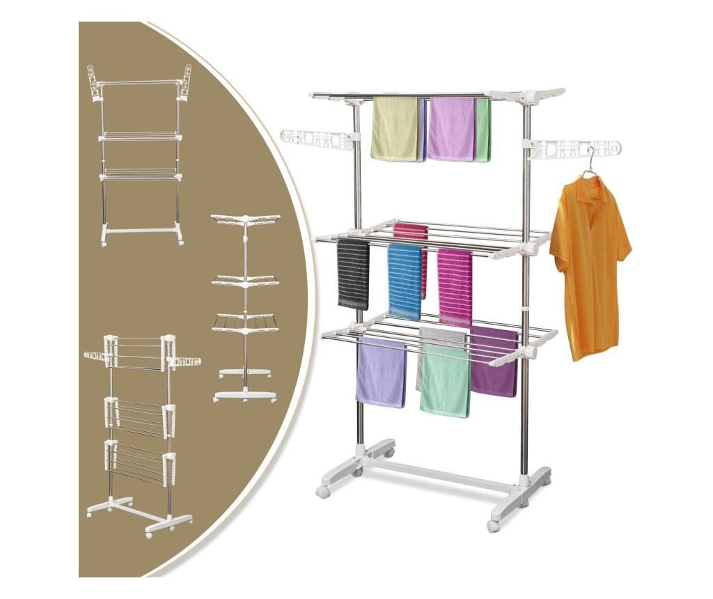 HomCom Prémium 3 szintes, állítható szárítórács - Deluxe rozsdamentes acél ruhaszárító, 81x28x10 cm - 6