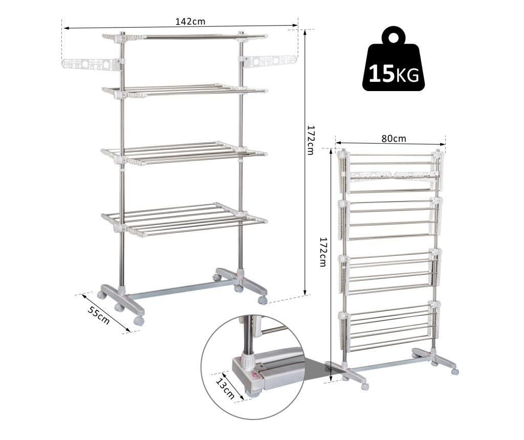 HomCom Uscator de rufe - Suport Premium 4 Niveluri Reglabil Homcom, HOMCOM, 90x29x10 cm - 3