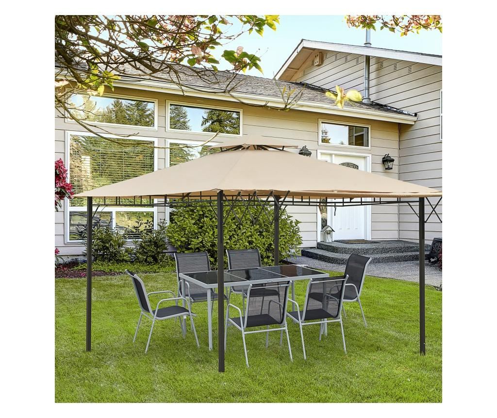 Outsunny Foisor Pavilion de Gradina cu acoperis dublu si panza detasabila - 2