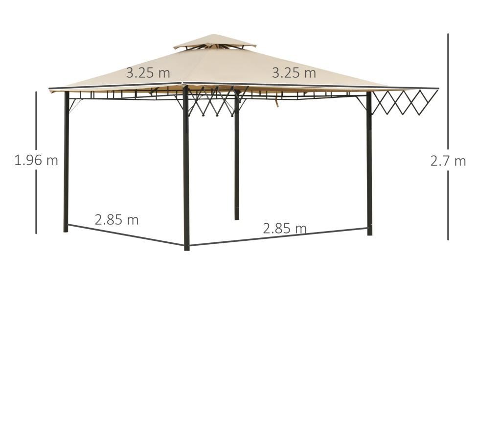 Outsunny Foisor Pavilion de Gradina cu acoperis dublu si panza detasabila - 3