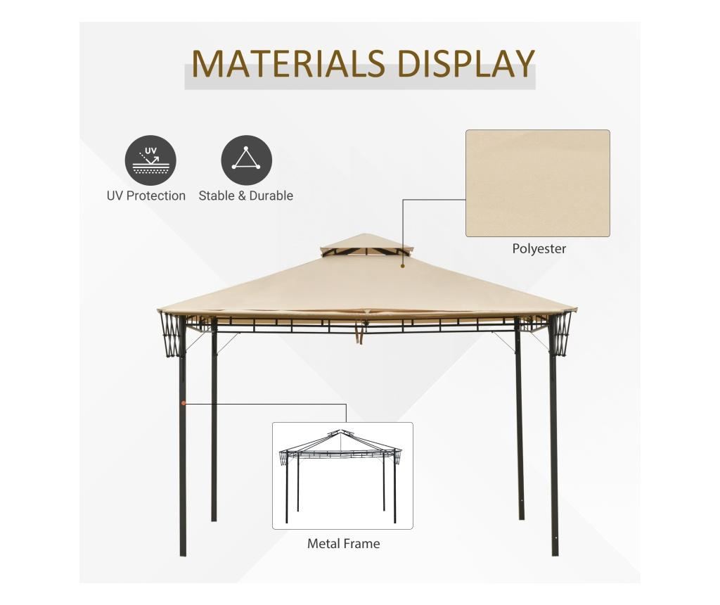 Outsunny Foisor Pavilion de Gradina cu acoperis dublu si panza detasabila - 4