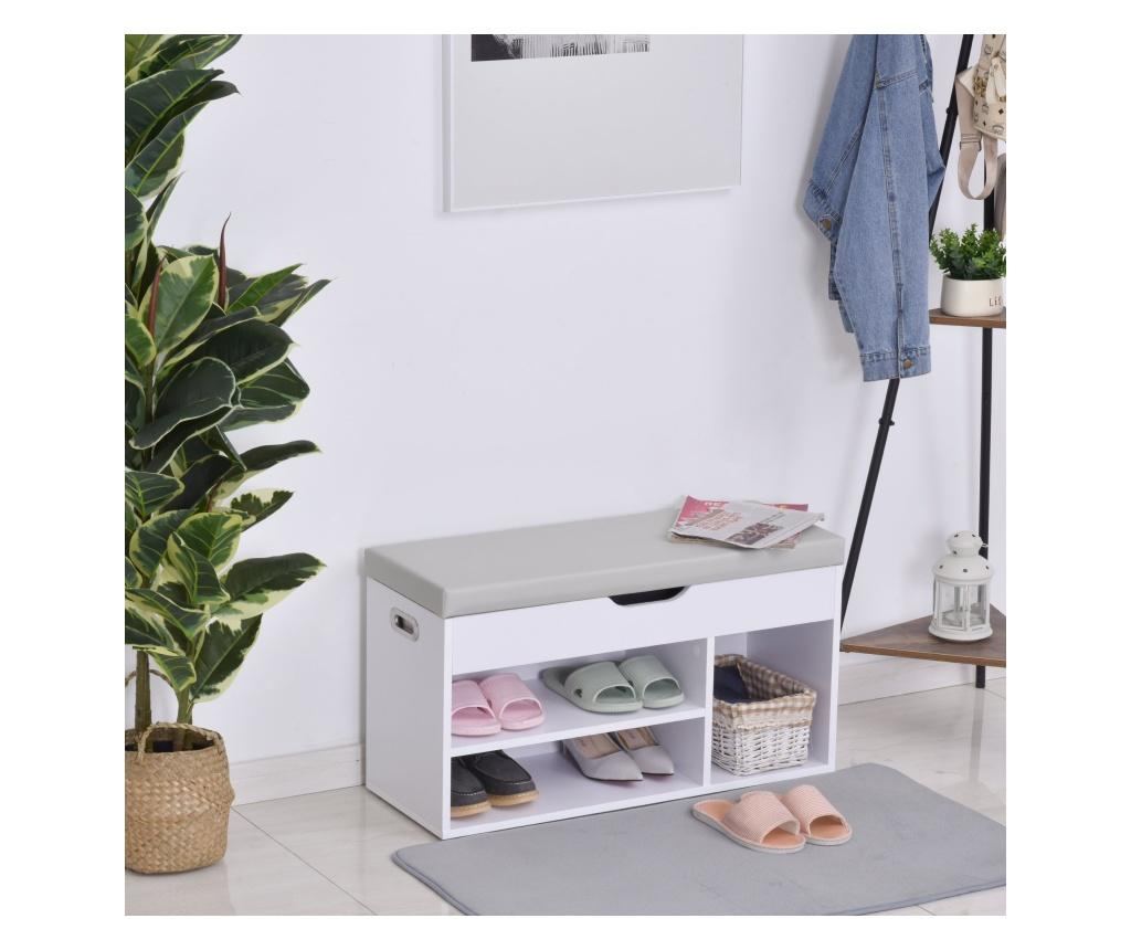 HOMCOM Dulap pentru Pantofi Space Saver cu Banca de Depozitare si Compartimente Deschise - 2