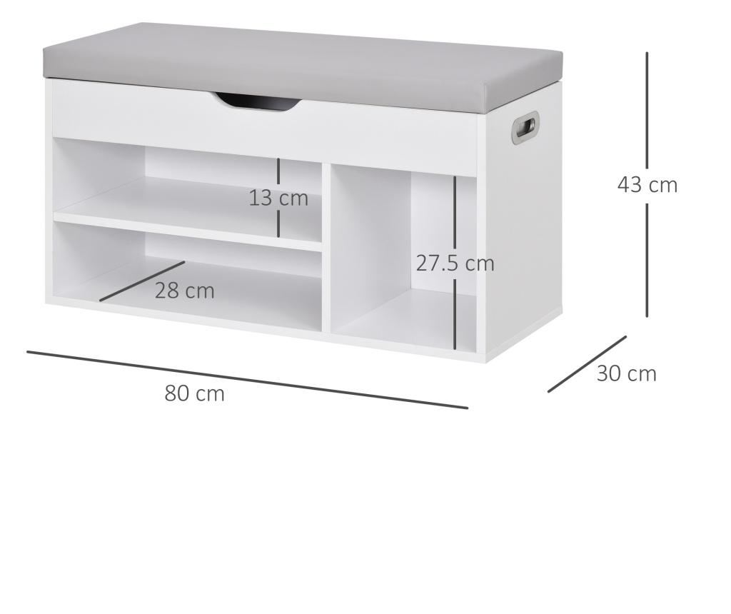 HOMCOM Dulap pentru Pantofi Space Saver cu Banca de Depozitare si Compartimente Deschise - 3