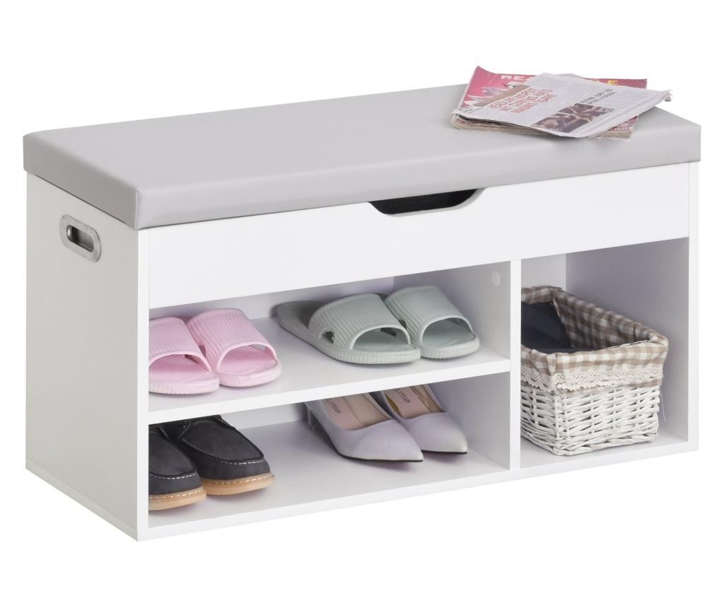 HOMCOM Dulap pentru Pantofi Space Saver cu Banca de Depozitare si Compartimente Deschise - 4