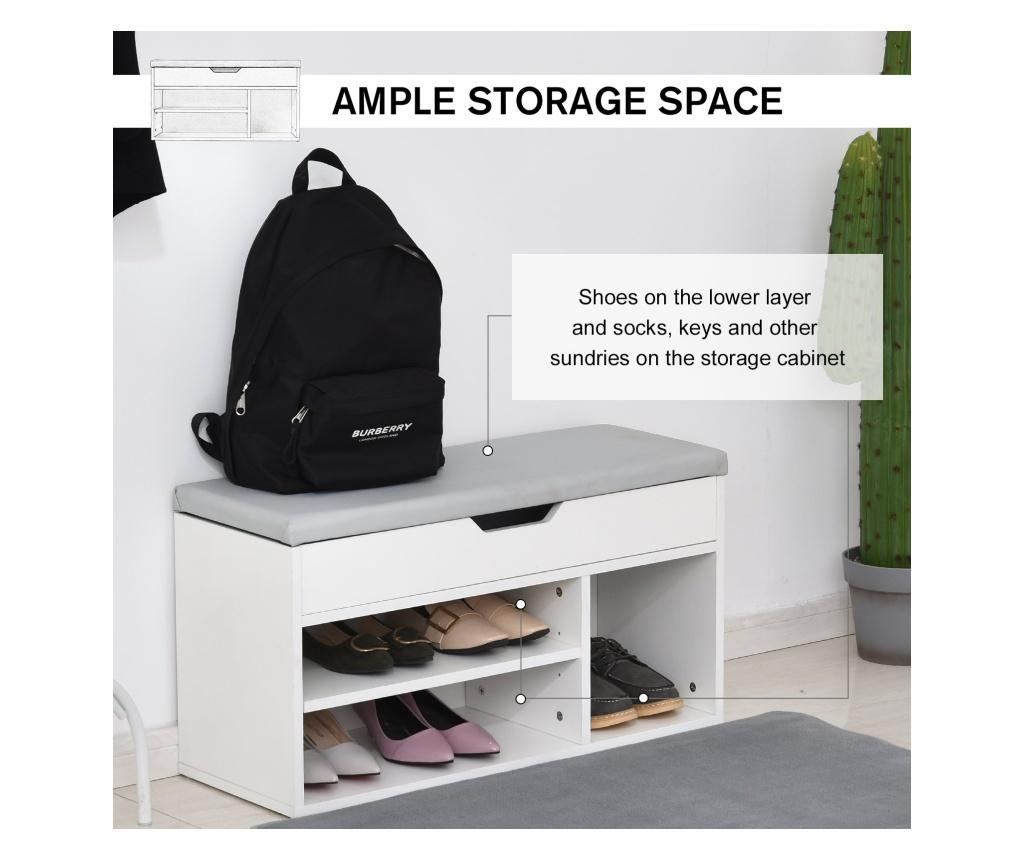 HOMCOM Dulap pentru Pantofi Space Saver cu Banca de Depozitare si Compartimente Deschise - 5