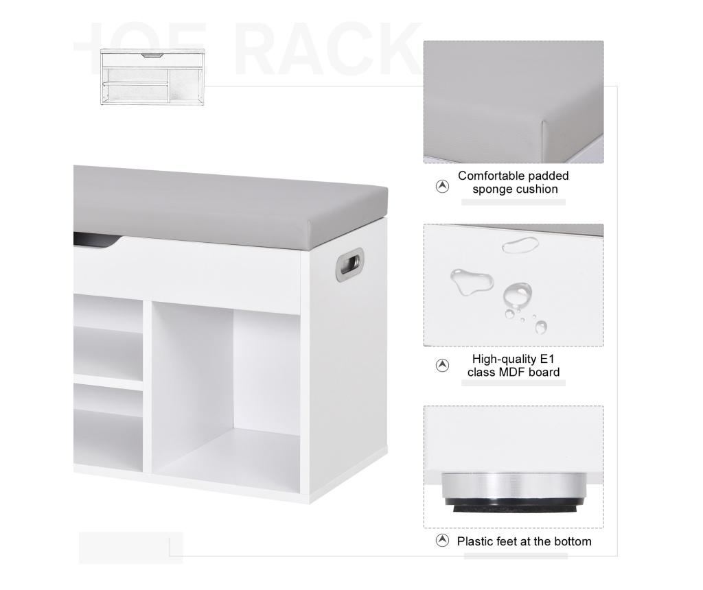 HOMCOM Dulap pentru Pantofi Space Saver cu Banca de Depozitare si Compartimente Deschise - 7