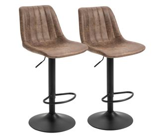 HOMCOM Set de 2 Scaune de bar captusite inaltime reglabila rotative suport pentru picioare