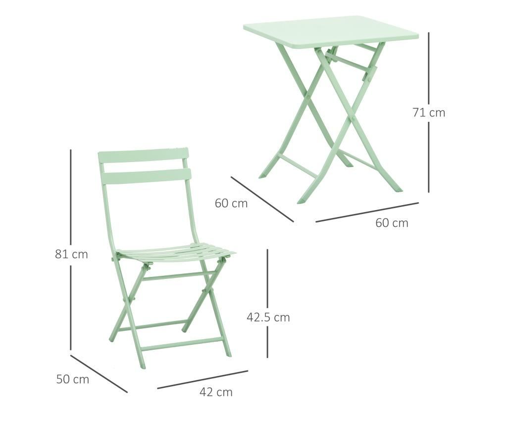 Outsunny Set Masa si Scaune de Gradina Pliabile din Metal Verde - 3
