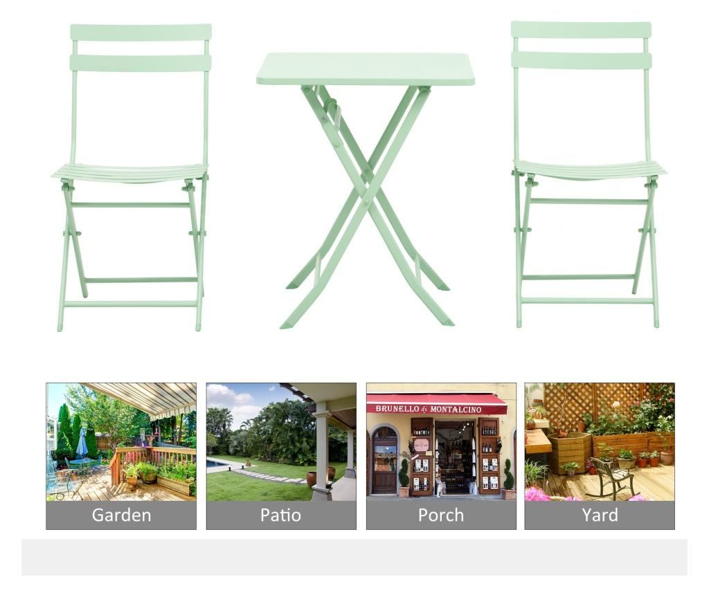 Outsunny Set Masa si Scaune de Gradina Pliabile din Metal Verde - 7